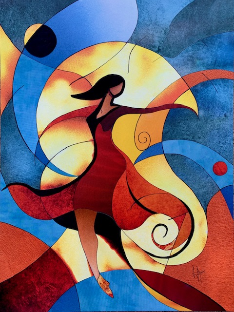  Danseuse à la robe rouge. (Titre provisoire) œuvre originale de Gil Loison 