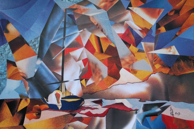 LA CRIQUE Œuvre originale (50X70 cm) avec l'encadrement 82x62 cm.  